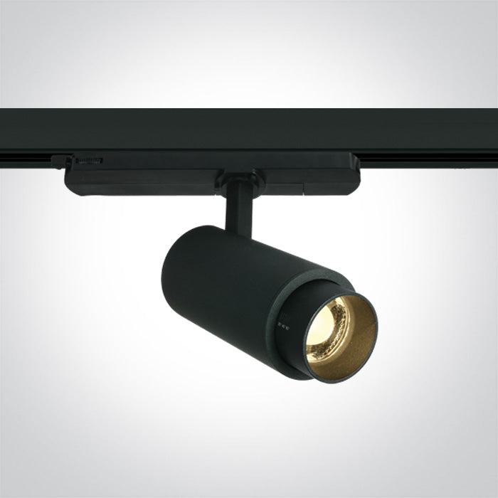 One Light 65650AT/B/W BLACK COB LED 15W WW TRACK SPOT 20-60deg ADJUSTABLE BEAM 230V