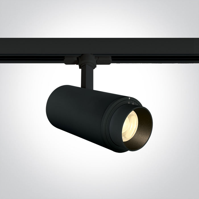 One Light 65650T/B/W BLACK COB LED 30W WW TRACK SPOT 20-60deg ADJUSTABLE BEAM 230V