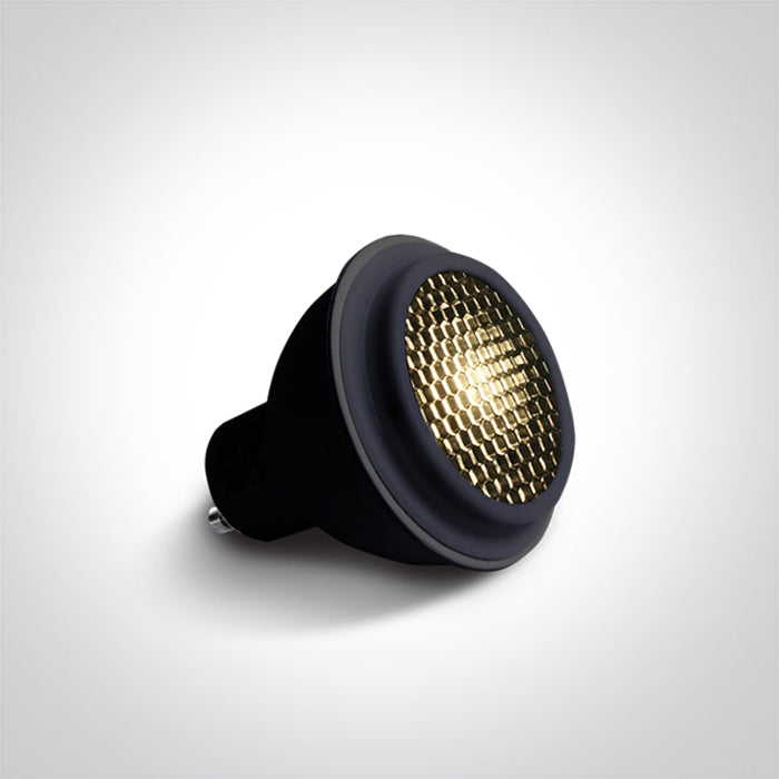 One Light 7306CHG/W BLACK COB LED 6W WW GU10 HONEYCOMB 60deg 230v