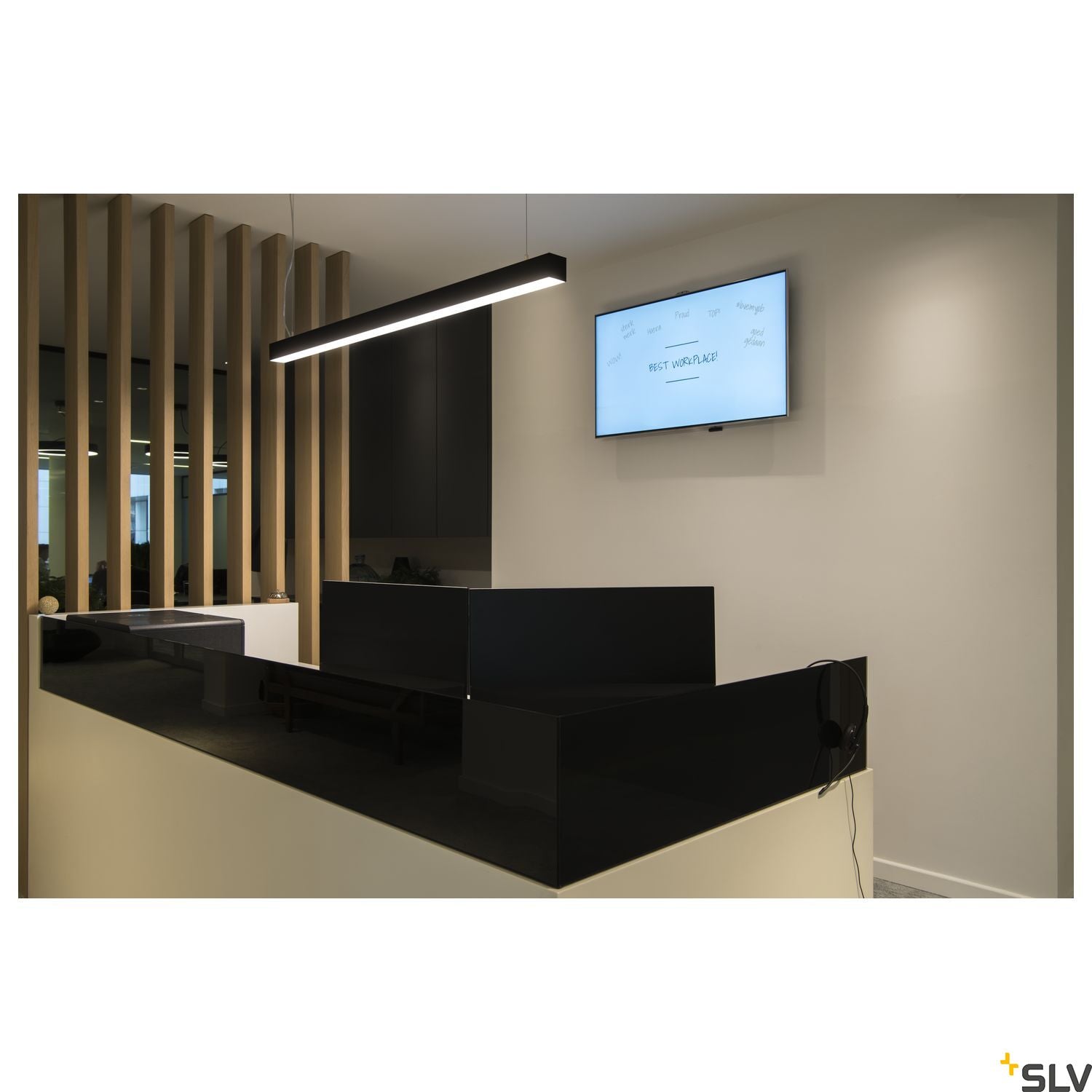 SLV GLENOS pendant, matt black, 1m , 52W, 3000K 1001400