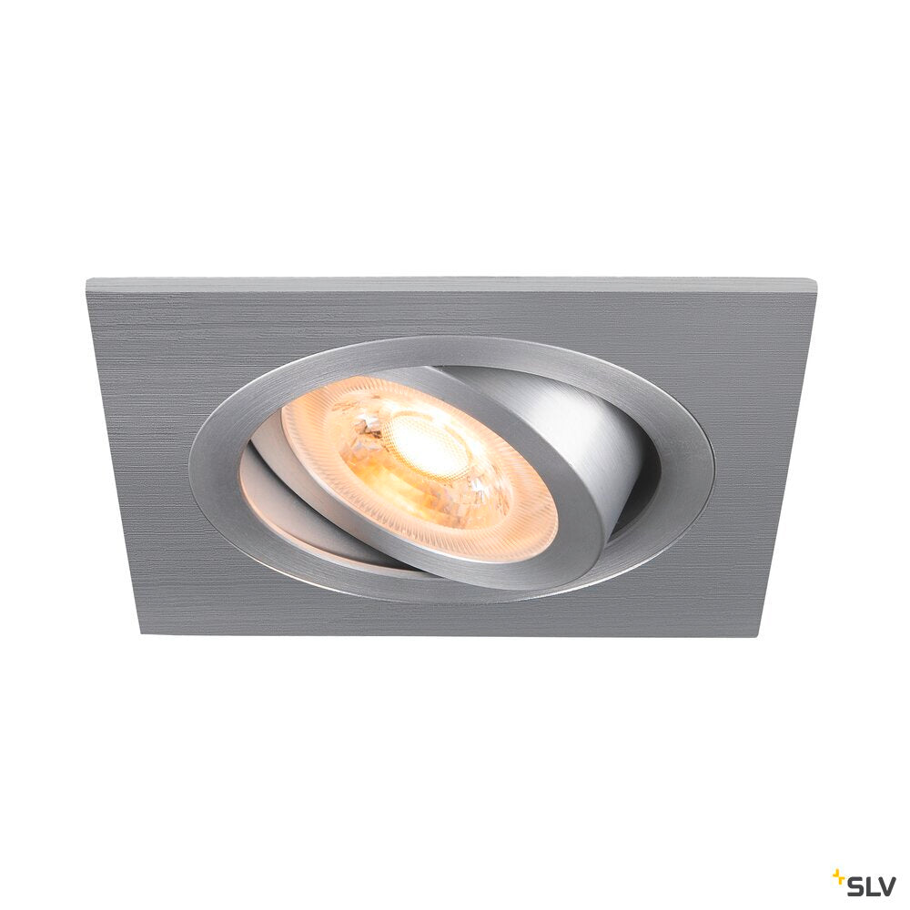 SLV NEW TRIA® 75, recessed ceiling light, square, max. 10W GU10, aluminium 1007379