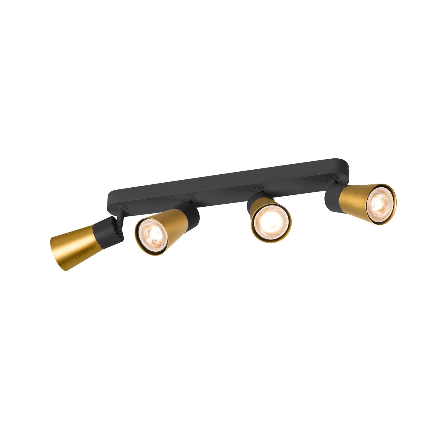 SLV PURI 2.0 Cone, wall and ceiling-mounted light, long, 4 x max. 6 W GU10, black / gold 1008349