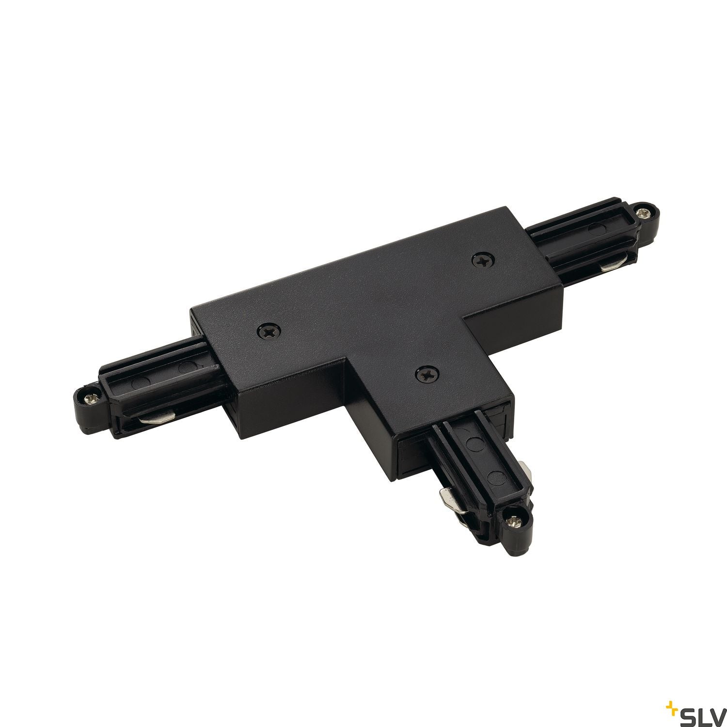SLV T-connector for 1-circuit track, surface-mounted, black, earth left 143070