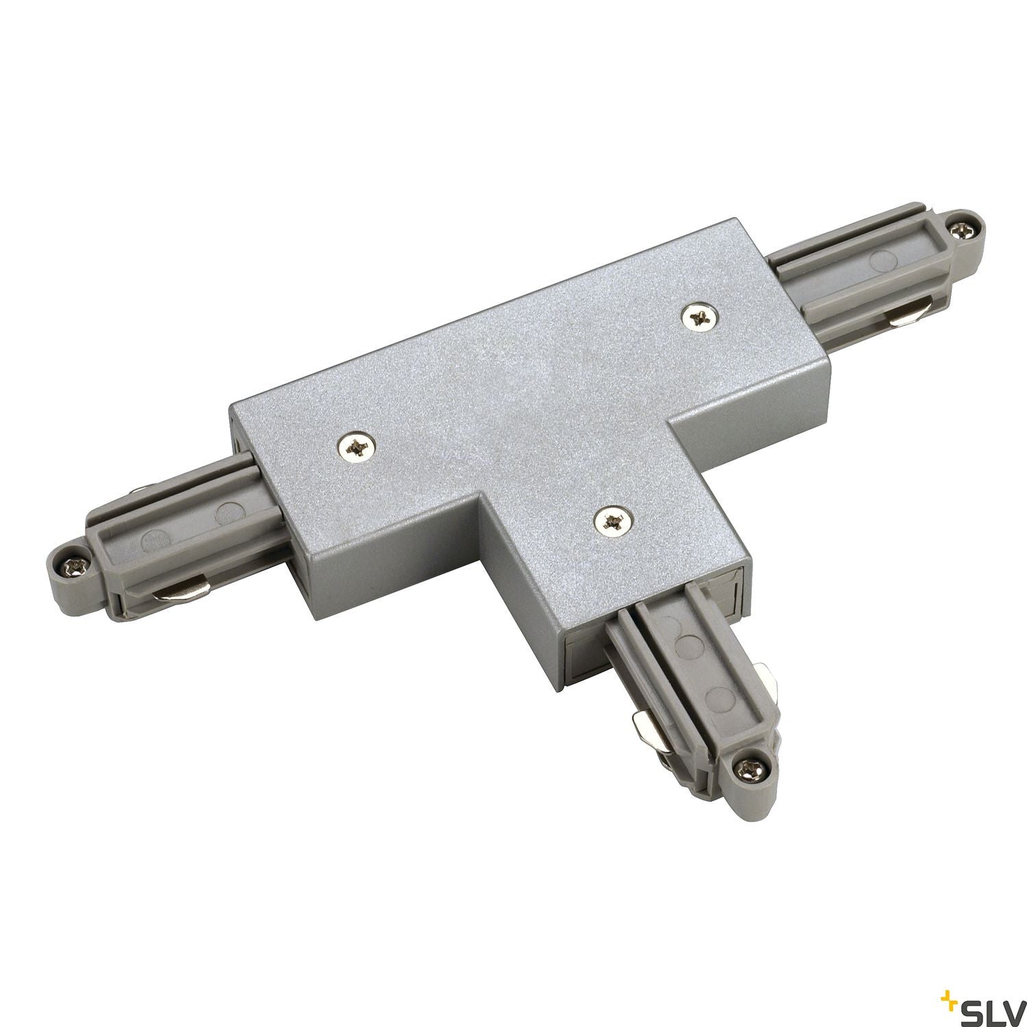 SLV T-connector for 1-circuit track, surface-mounted, silver-grey, right 143082