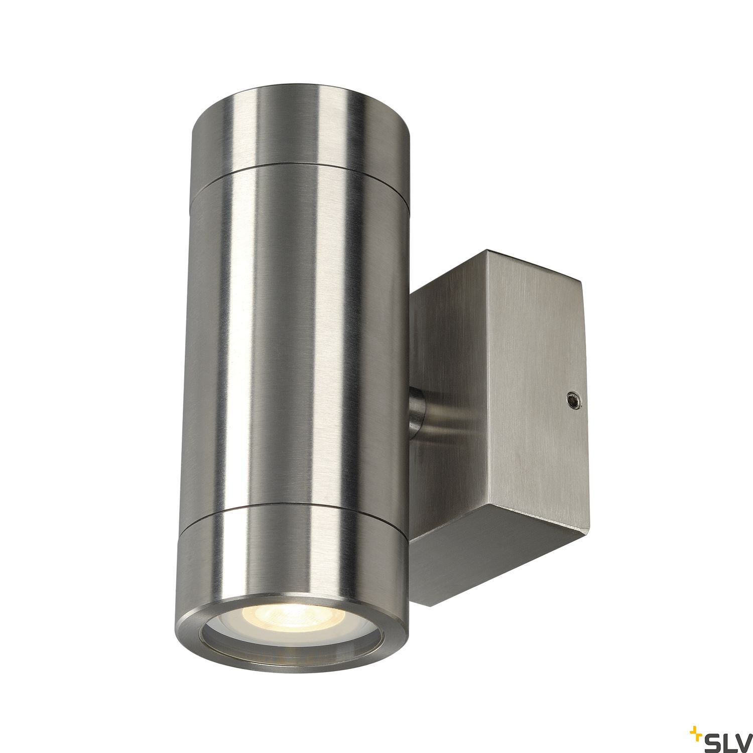SLV ASTINA STEEL GU10 wall light, round, stainless steel 304, 2x 35W max., IP44 233302