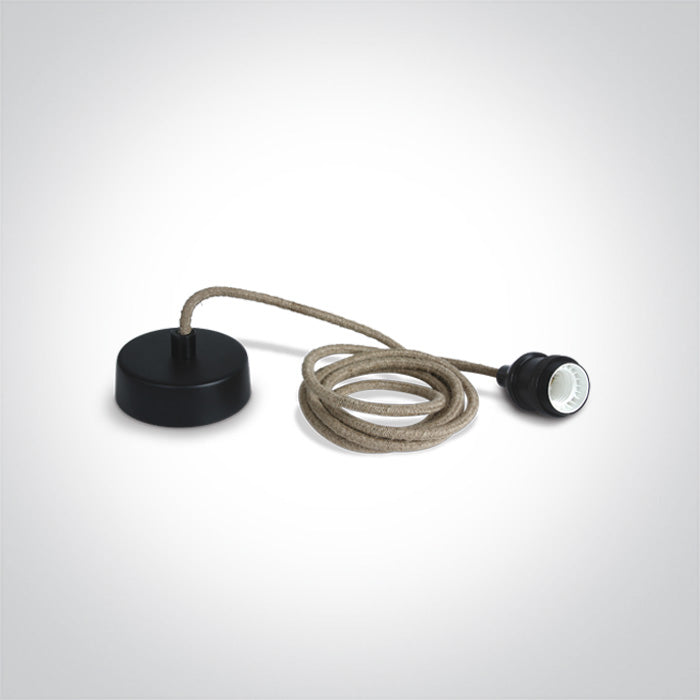 One Light 0990/B BLACK E27 ROPE WIRE 2m SUSPENSION