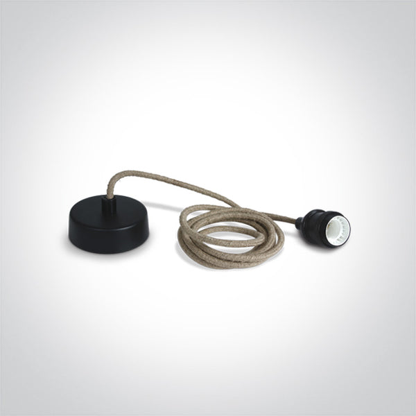 One Light 0990/B BLACK E27 ROPE WIRE 2m SUSPENSION