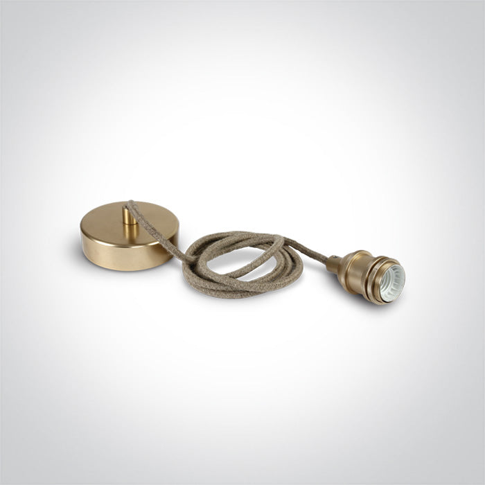 One Light 0990/BBS BRUSHED BRASS E27 ROPE WIRE 2m SUSPENSION