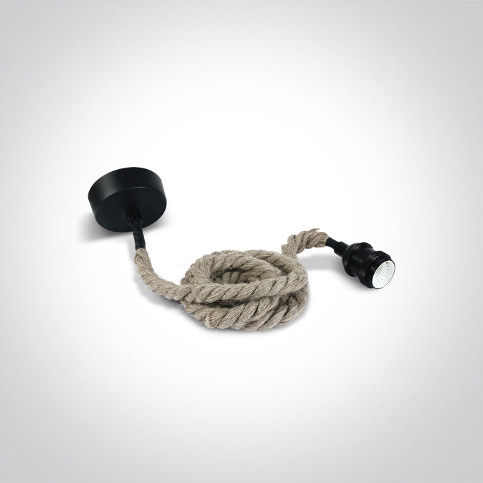 One Light 0992/B BLACK E27 THICK ROPE WIRE 2m SUSPENSION