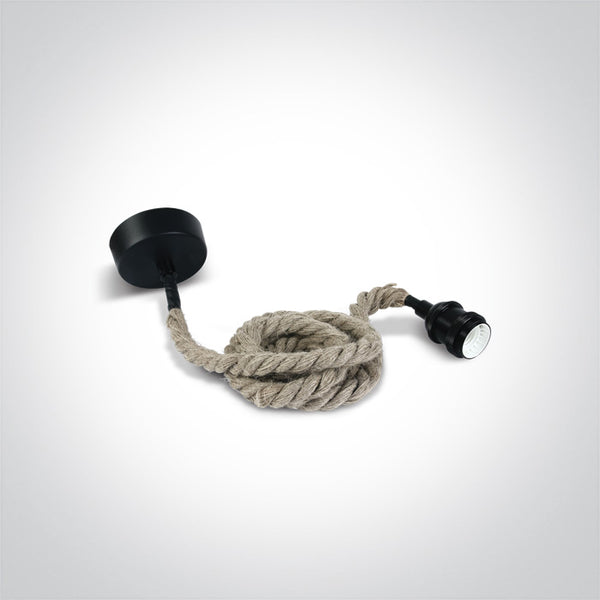 One Light 0992/B BLACK E27 THICK ROPE WIRE 2m SUSPENSION