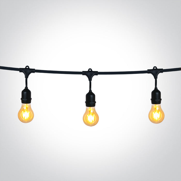 One Light 0994/B BLACK STRING LIGHTS IP44 8,5m 15x E27 60w