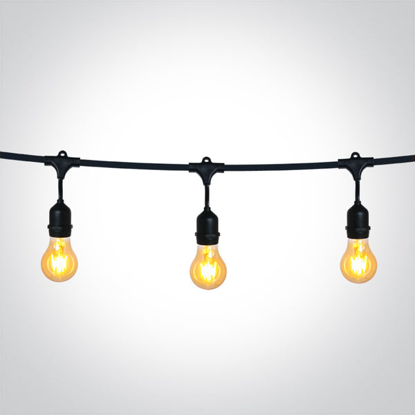 One Light 0994/B BLACK STRING LIGHTS IP44 8,5m 15x E27 60w
