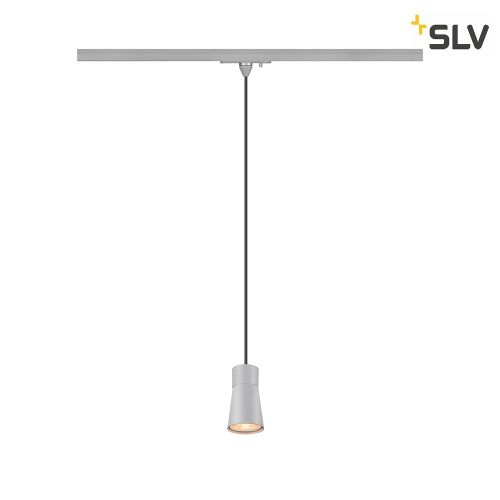 SLV PURI 2.0 Cone, 1~ Track pendant light, GU10, pendant length 200 cm, 1x max. 6 W, Grey 1008261