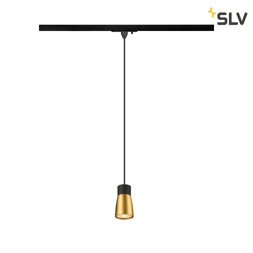 SLV PURI 2.0 Dome, 1~ Track pendant light, GU10, pendant length 200 cm, 1x max. 6 W, black / Gold 1008263