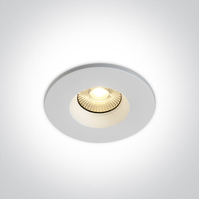 One Light 10107DF/W WHITE FIRE RATED LED 7W WW 60deg IP65 230V DIMMABLE