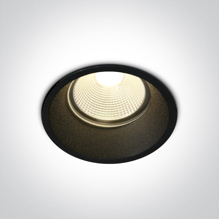 One Light 10112TP/B/W BLACK COB LED 12w WW 700mA 38deg IP44 SEMITRIMLESS