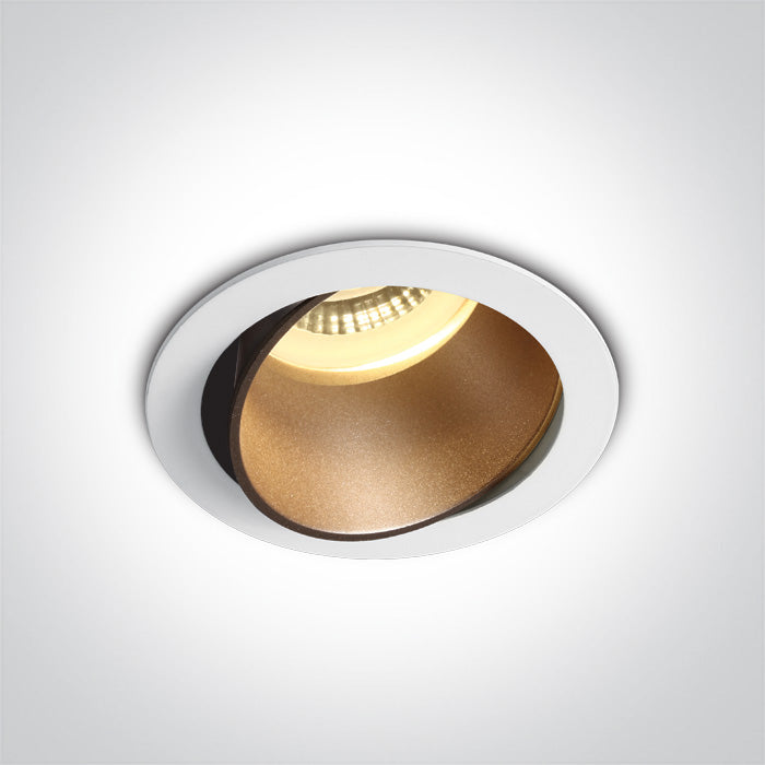 One Light 11105M/W/BS WHITE GU10 10W BRASS REFLECTOR DARK LIGHT ADJUSTABLE