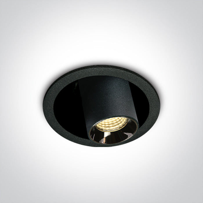 One Light 11106T/B/W BLACK COB RECESSED LED 6W WW 38deg ADJUSTABLE DARK LIGHT 230V