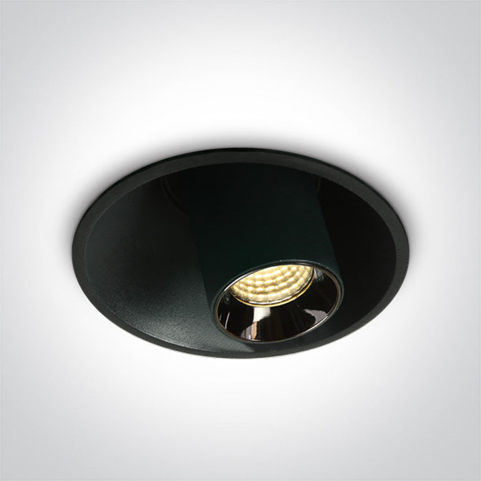 One Light 11107T/B/W BLACK COB RECESSED LED 7W WW 38deg ADJUSTABLE DARK LIGHT 230V