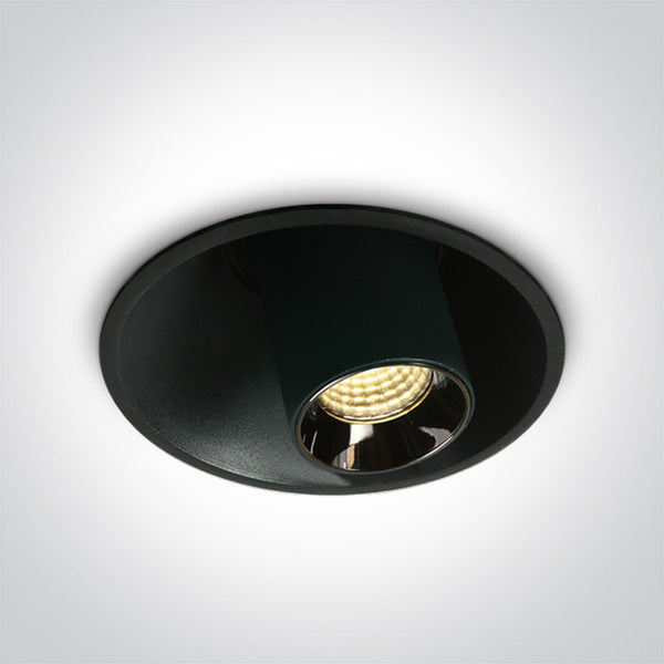 One Light 11107T/B/W BLACK COB RECESSED LED 7W WW 38deg ADJUSTABLE DARK LIGHT 230V