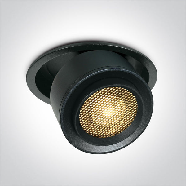 One Light 11128G/B/W BLACK RECESSED COB 25W WW 15-45deg 230V HONEYCOMB