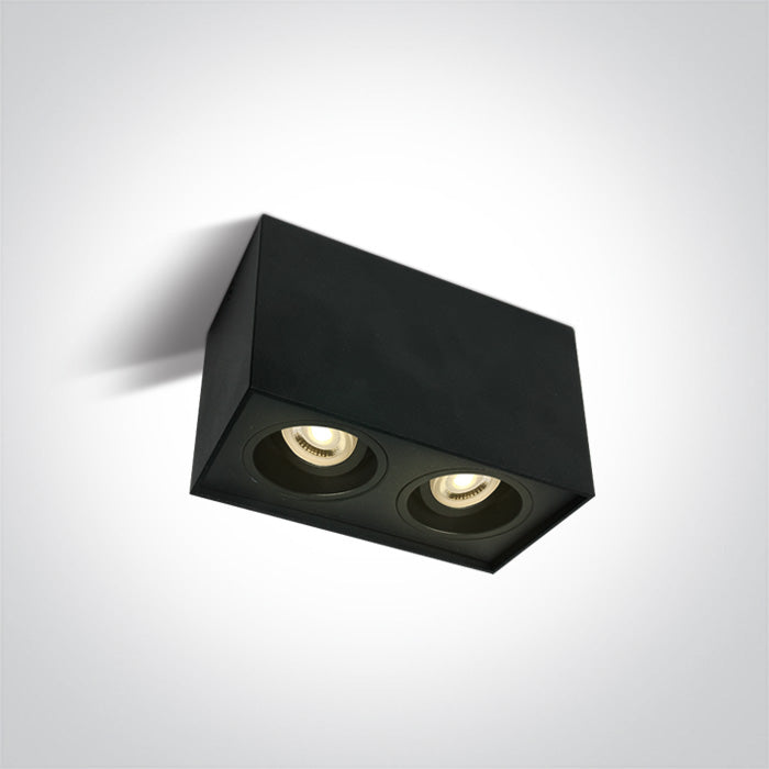 One Light 12205YA/B BLACK GU10 2x10W ADJUSTABLE SQUARE 100-240V