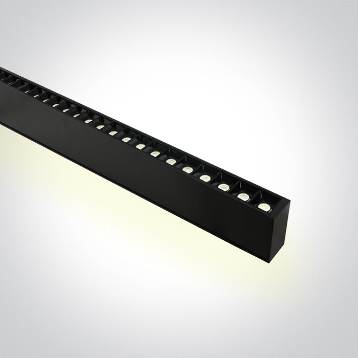 One Light 38150BU/B/C BLACK 48pcs SPOTS 40W 34d UGR17 + UPLIGHT LED 20W 120d CW 1300mm LINEAR 230V DARK LIGHT