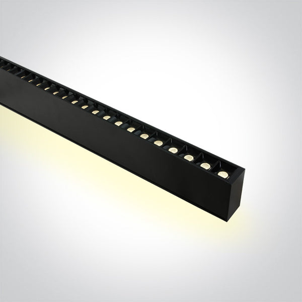 One Light 38150BU/B/W BLACK 48pcs SPOTS 40W 34d UGR17 + UPLIGHT LED 20W 120d WW 1300mm LINEAR 230V DARK LIGHT