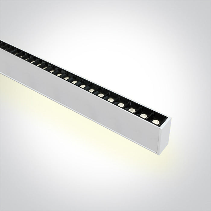 One Light 38150BU/W/C WHITE 48pcs SPOTS 40W 34d UGR17 + UPLIGHT LED 20W 120d CW 1300mm LINEAR 230V DARK LIGHT