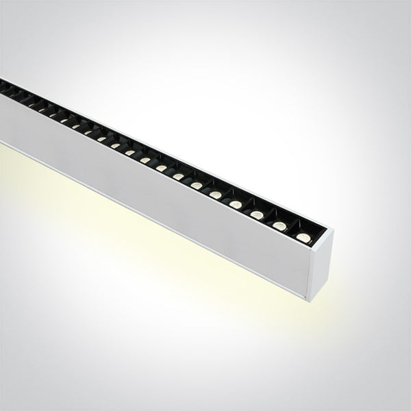 One Light 38150BU/W/C WHITE 48pcs SPOTS 40W 34d UGR17 + UPLIGHT LED 20W 120d CW 1300mm LINEAR 230V DARK LIGHT