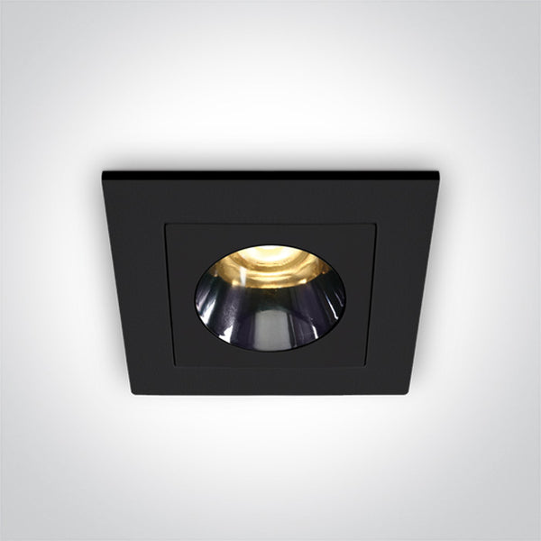 One Light 50103H/B/W BLACK RECESSED 3W WW IP20 230V DARK LIGHT