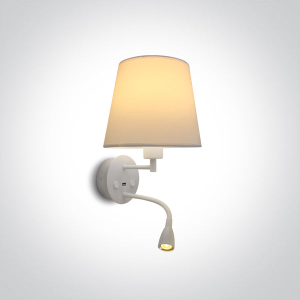 One Light 61080/W/W WHITE WALL LIGHT LED 3W WW + 40W E27+ USB SOCKET