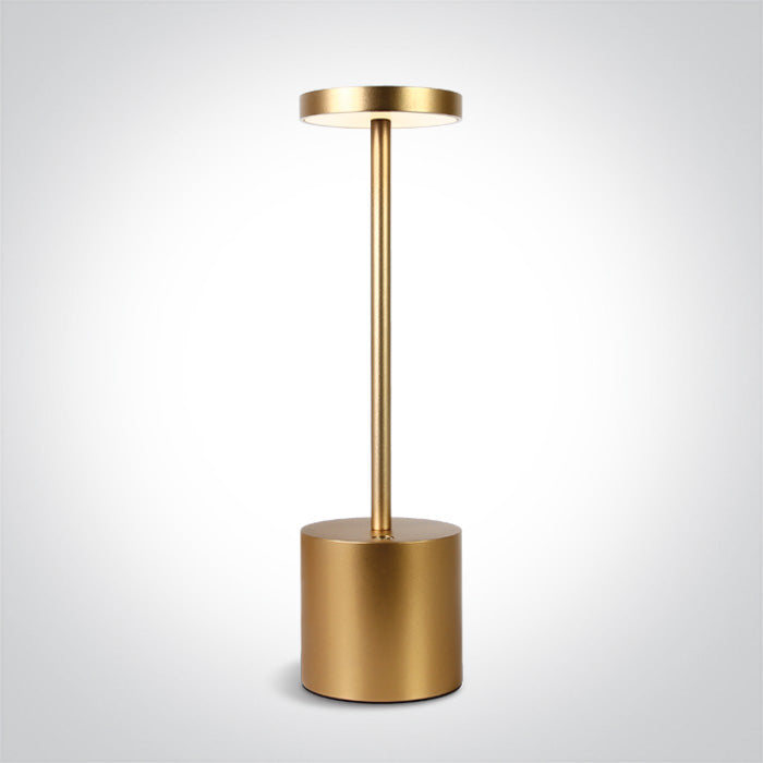 One Light 61100/BS BRASS TABLE LAMP 3W WW IP54 USB RECHARGEABLE DIMMABLE