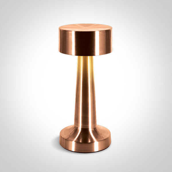 One Light 61102/CU COPPER TABLE LAMP 3W WW IP54 USB SOCKET RECHARGEABLE DIMMABLE