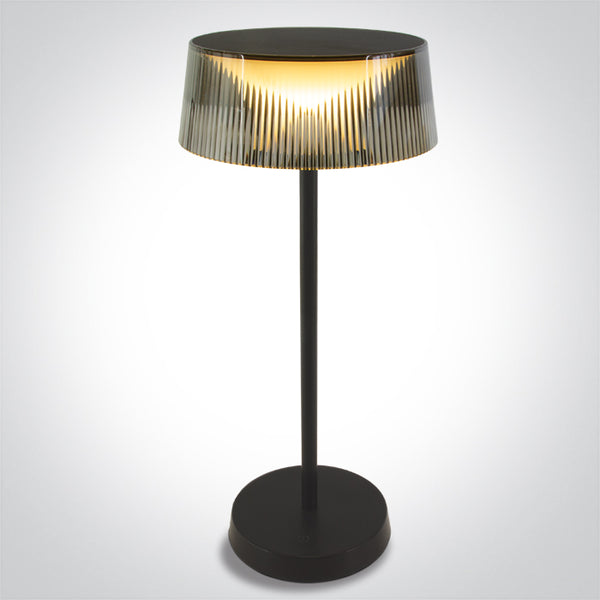One Light 61106/B/W BLACK TABLE LAMP 2w WW IP44 USB RECHARGEABLE DIMMABLE