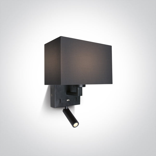 One Light 61120/B/W BLACK WALL LIGHT LED 3W WW + 12W E27 230v IP20 USB port
