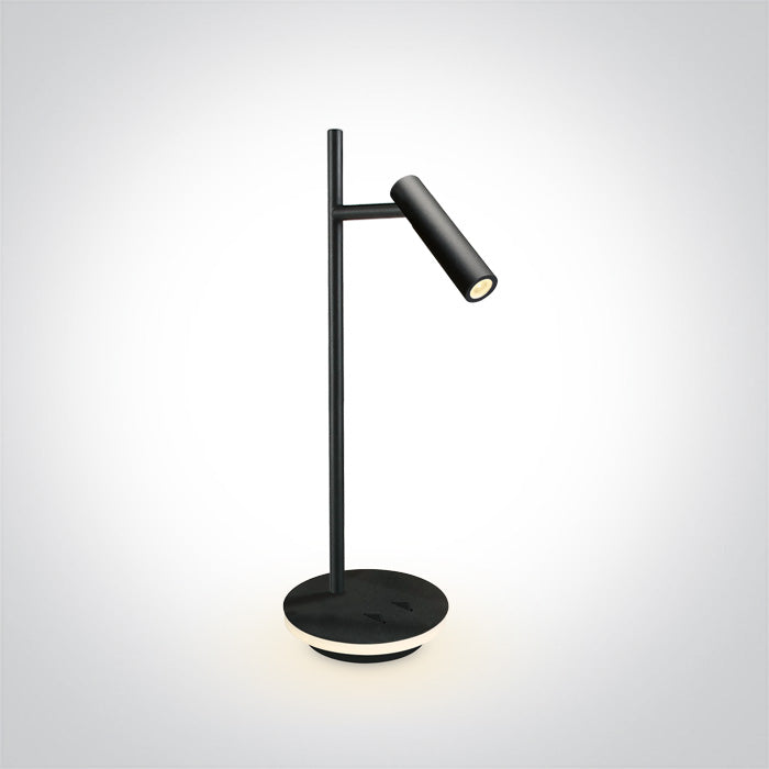 One Light 61132A/B/W BLACK LED READING 3W + BASE 6W WW TABLE LAMP IP20 230v