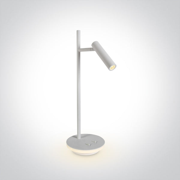 One Light 61132A/W/W WHITE LED READING 3W + BASE 6W WW TABLE LAMP IP20 230v