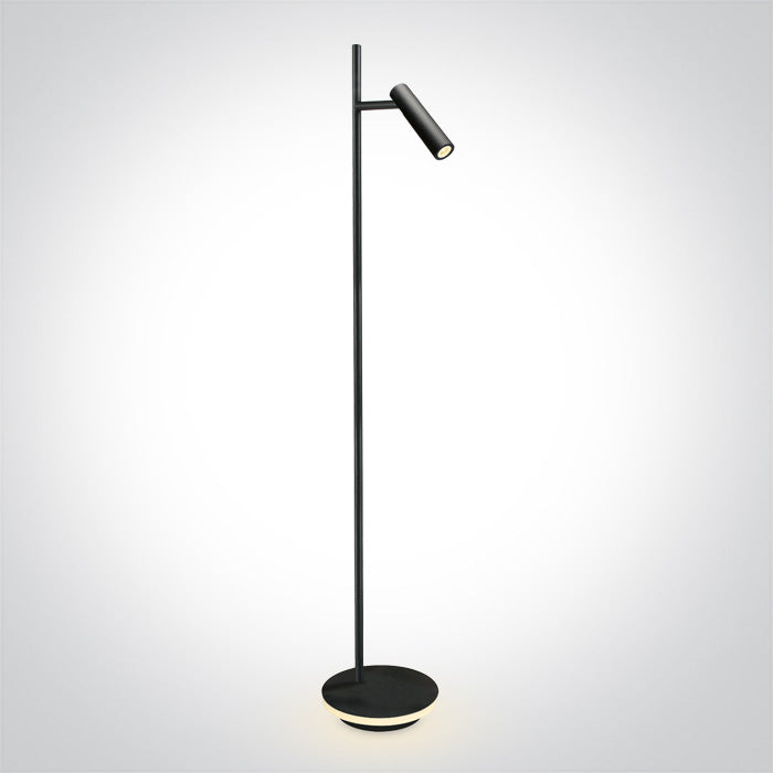 One Light 61132B/B/W BLACK LED READING 3W + 8W BASE WW FLOOR LAMP IP20 230v