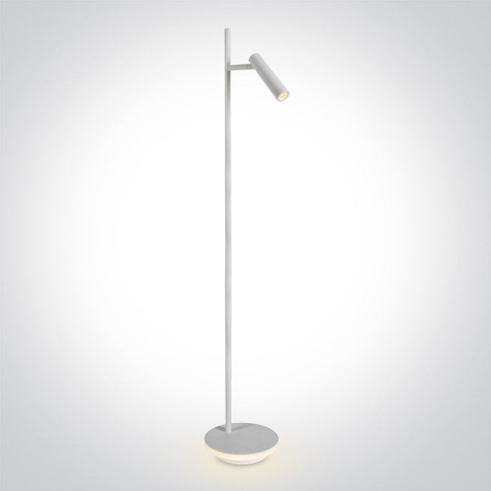 One Light 61132B/W/W WHITE LED READING 3W + 8W BASE WW FLOOR LAMP IP20 230v