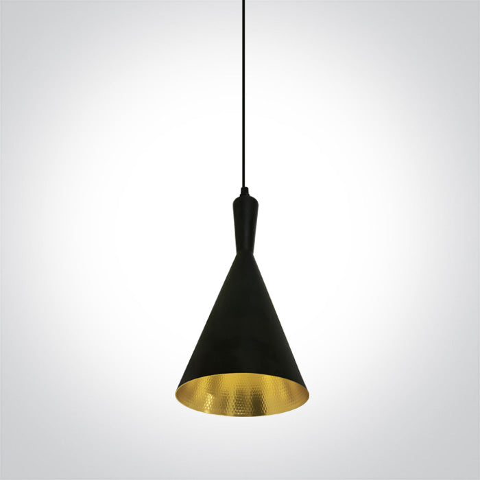 One Light 63040/B/BS BLACK E27 12W BRASS REFLECTOR