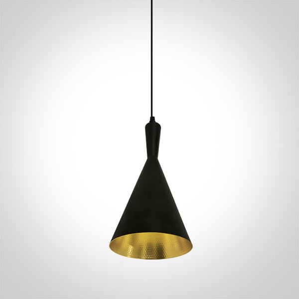 One Light 63040/B/BS BLACK E27 12W BRASS REFLECTOR