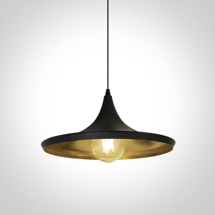 One Light 63042/B/BS BLACK E27 12W BRASS REFLECTOR