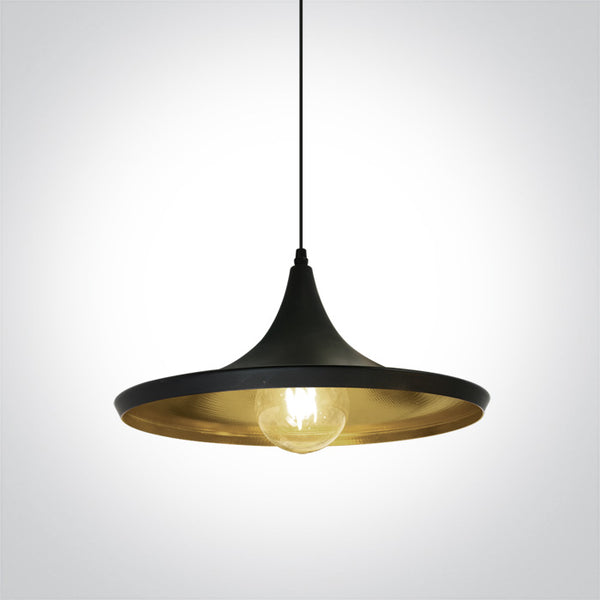 One Light 63042/B/BS BLACK E27 12W BRASS REFLECTOR