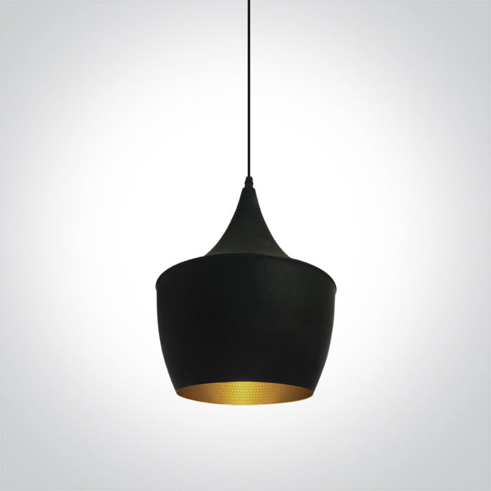 One Light 63044/B/BS BLACK E27 12W BRASS REFLECTOR
