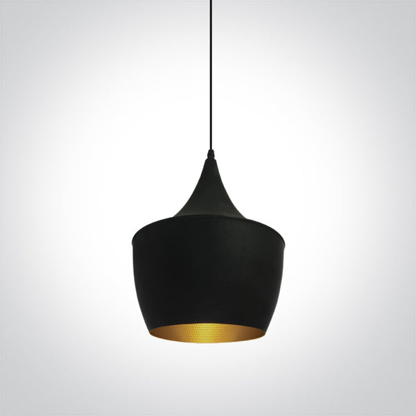 One Light 63044/B/BS BLACK E27 12W BRASS REFLECTOR
