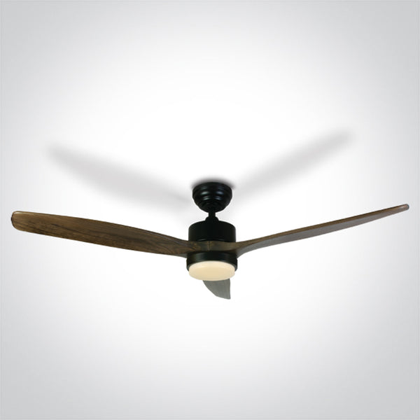 One Light 6308D/B/V DARK WOOD BLACK ROD FAN 35W LED 22W CCTV IP20 230V