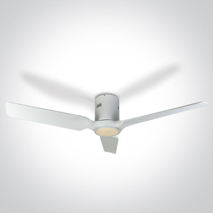 One Light 6310C/W/V WHITE WOOD WHITE CEILING FAN 35W LED 22W CCTV IP20 230V
