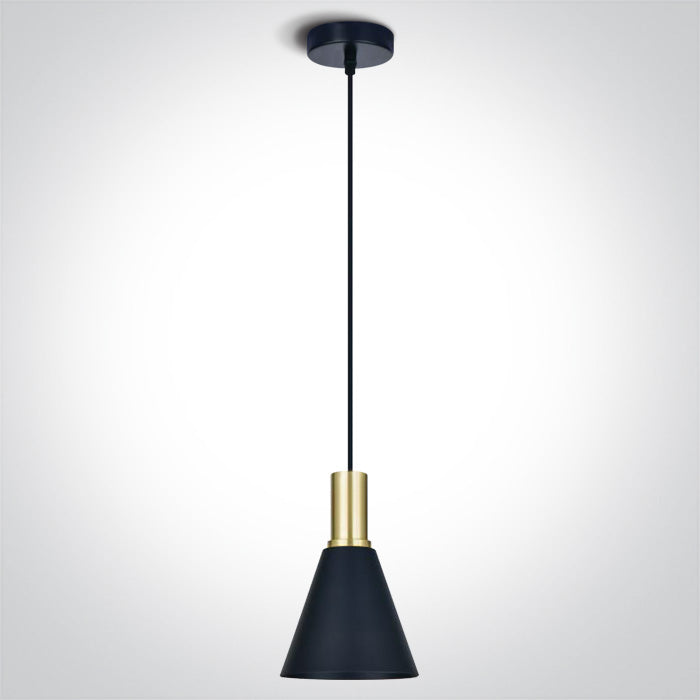 One Light 63122/BBS BRUSHED BRASS BLACK SHADE 10W E27