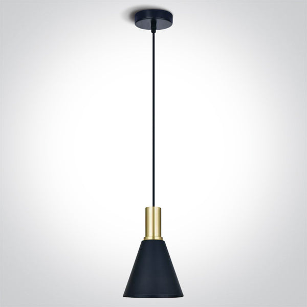 One Light 63122/BBS BRUSHED BRASS BLACK SHADE 10W E27